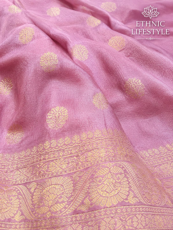 Dola Silk Saree with Zari Woven Motifs & Rich Pallu