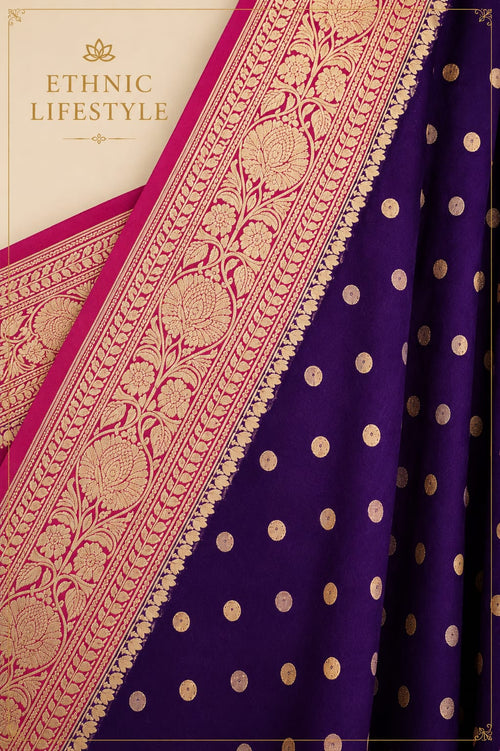 Bindiya Contrast - Pure Georgette Water Zari Banarasi Saree