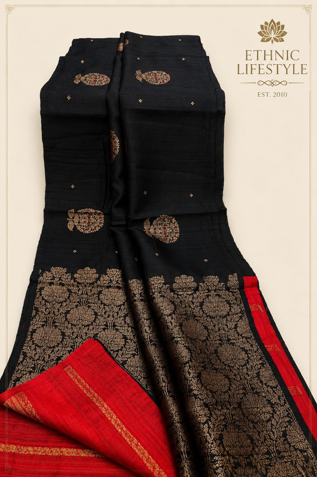 Pure Tussar Silk Saree with Contrast Blouse