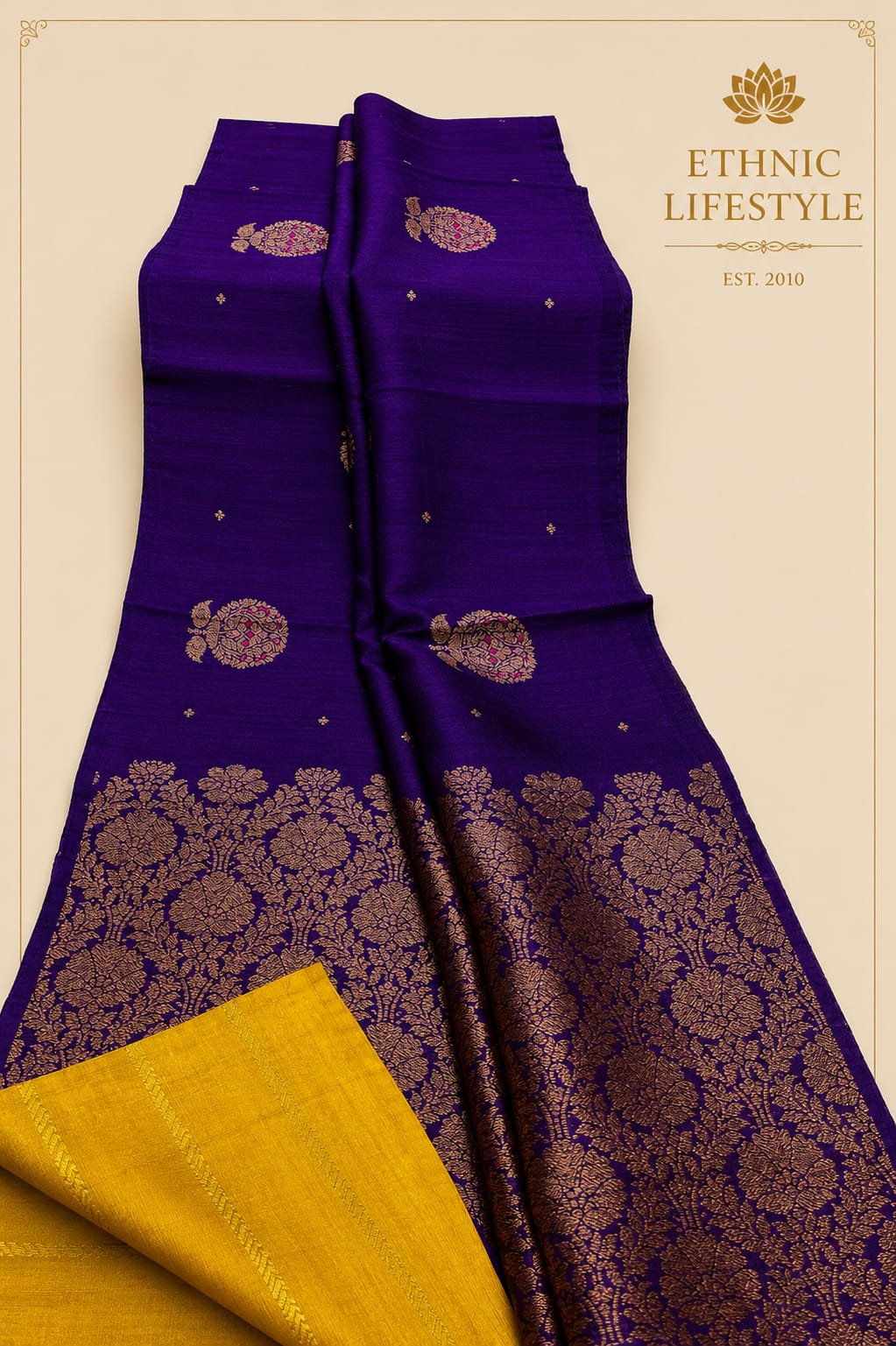 Pure Tussar Silk Saree with Contrast Blouse