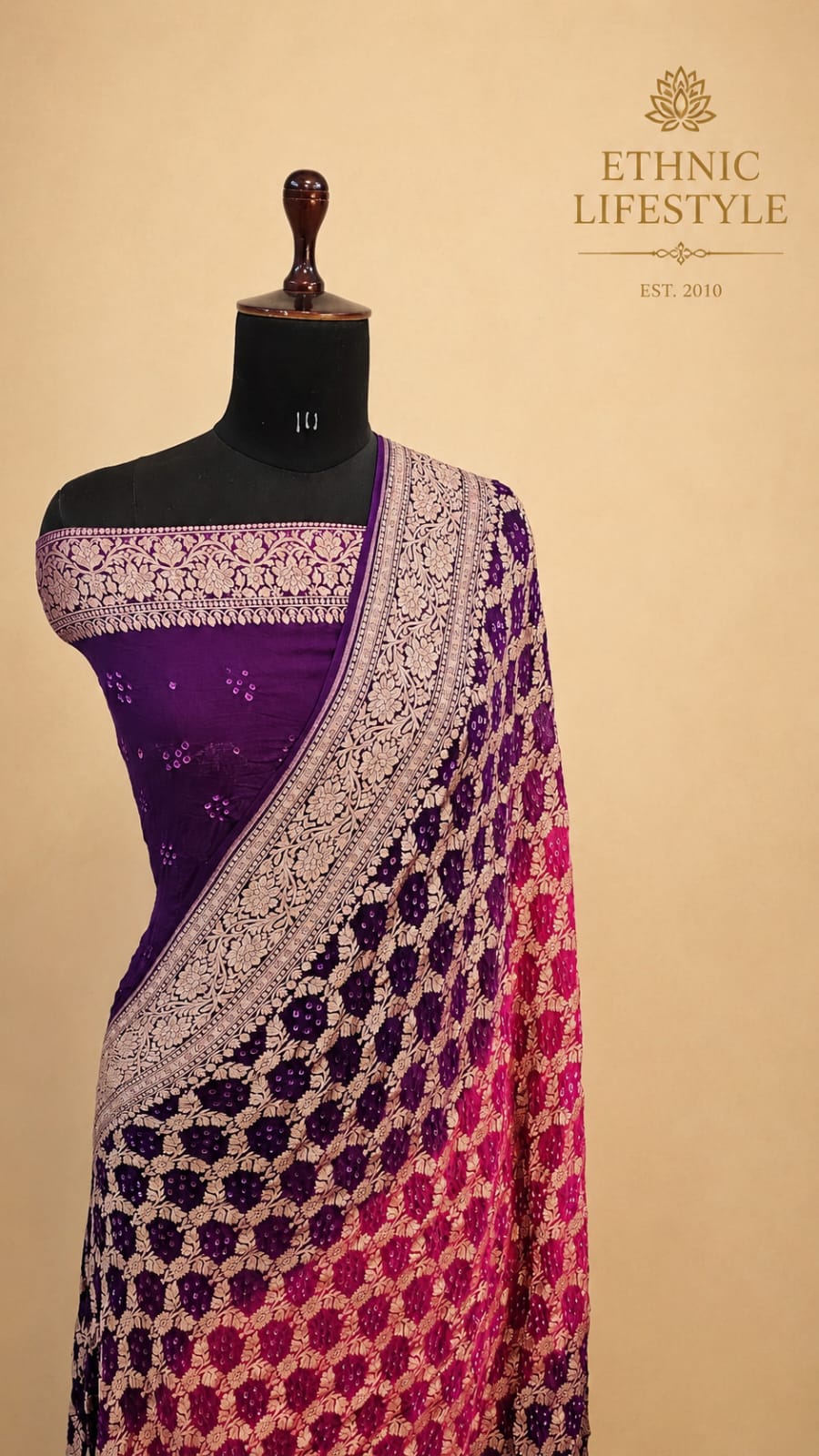 Bandhani Zari Pure Georgette Saree