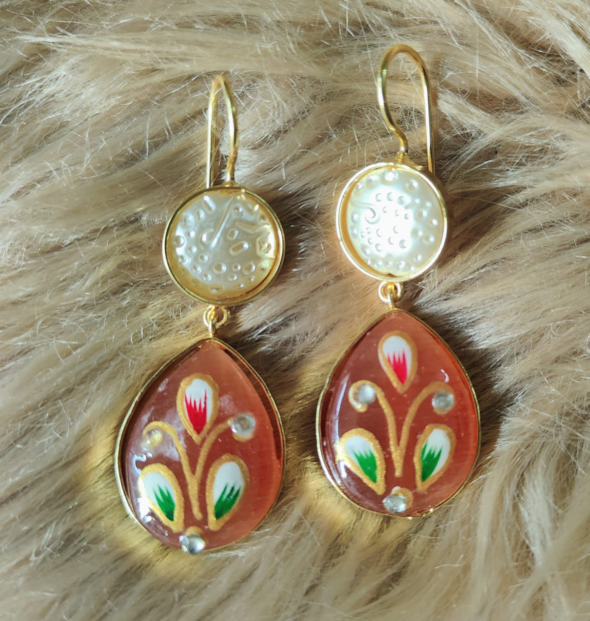 Meenakari Pearl Drop Earrings