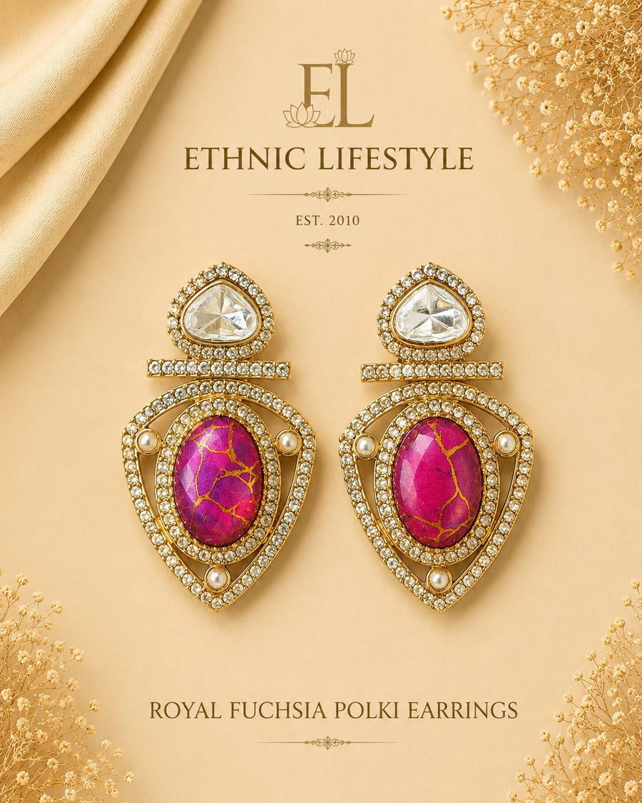 Royal Fuchsia Polki Earrings