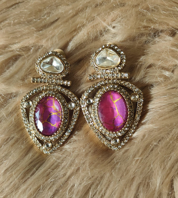 Royal Fuchsia Polki Earrings
