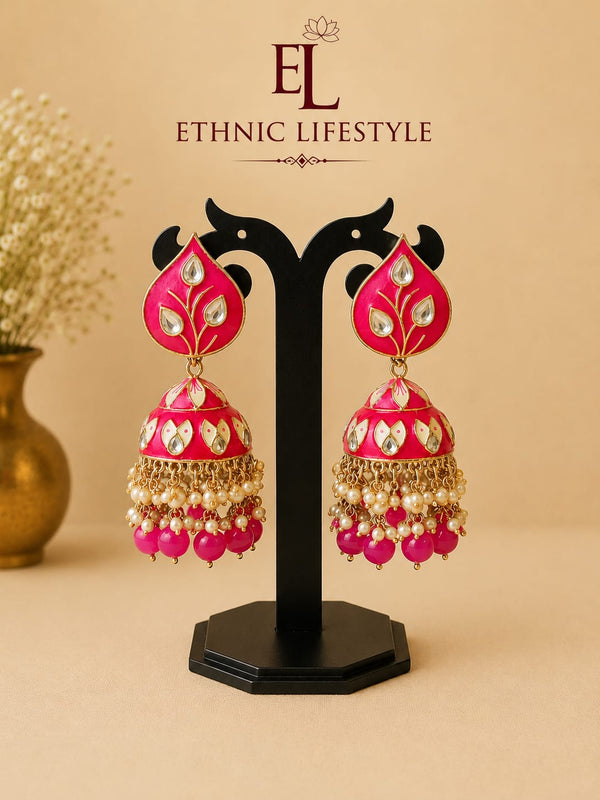 Meenakari Floral Jhumkas