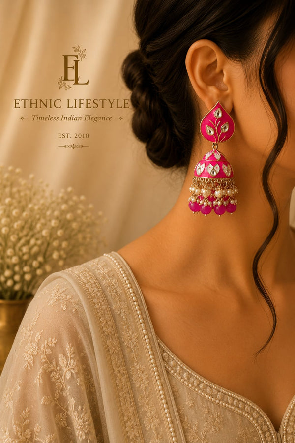 Meenakari Floral Jhumkas