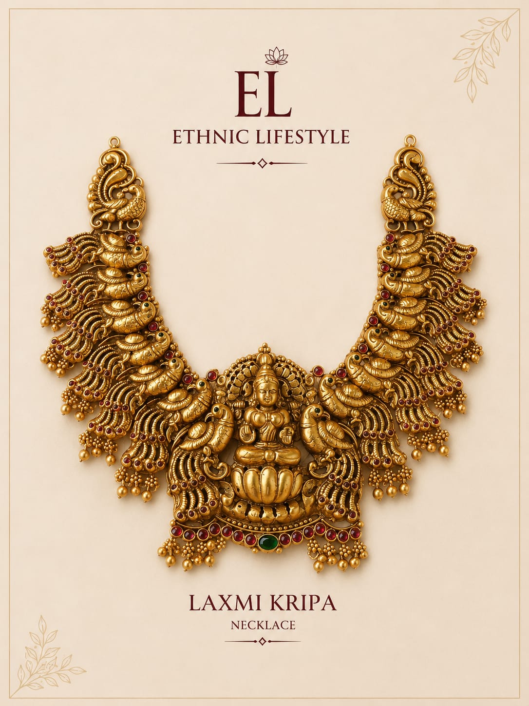 Lakshmi Peacock Temple Necklace