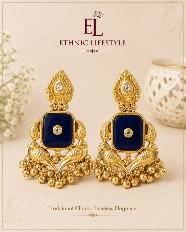 Heritage Bird Ghungroo Earrings