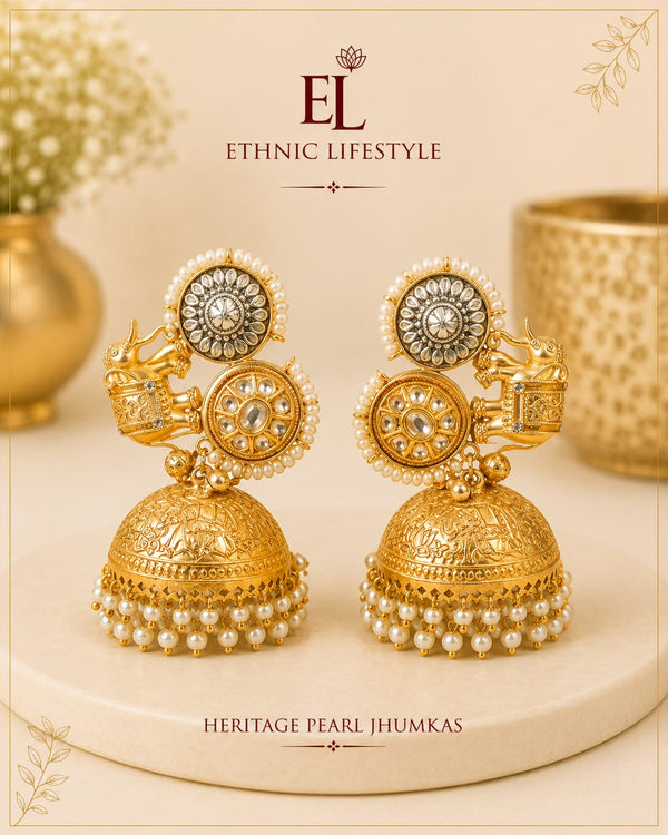 Heritage Elephant Kundan Jhumkas