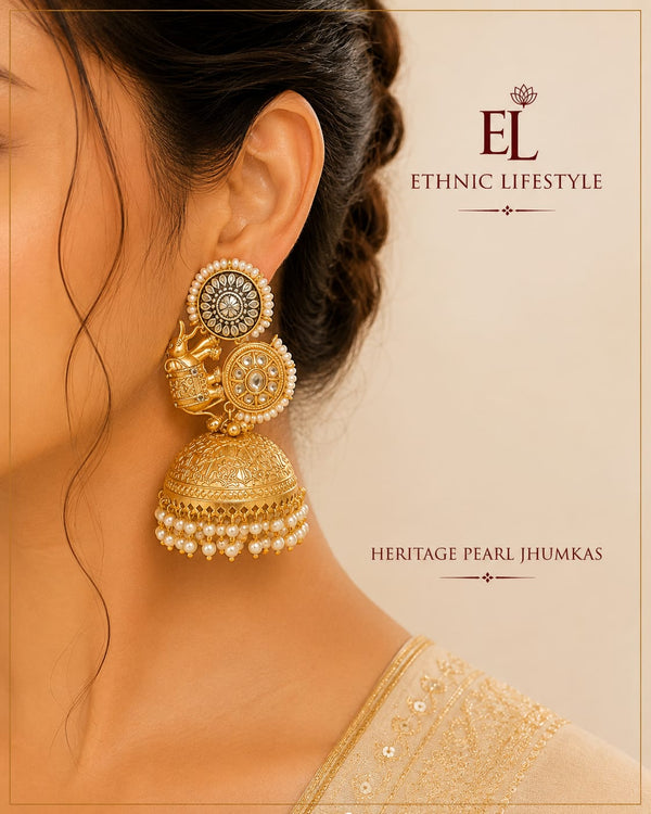 Heritage Elephant Kundan Jhumkas