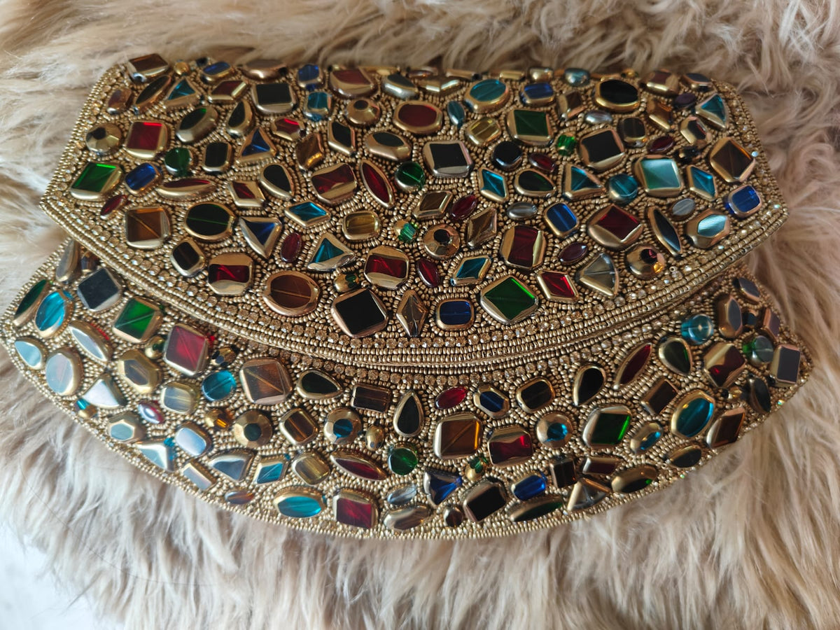 Multicolour Stone Statement Clutch
