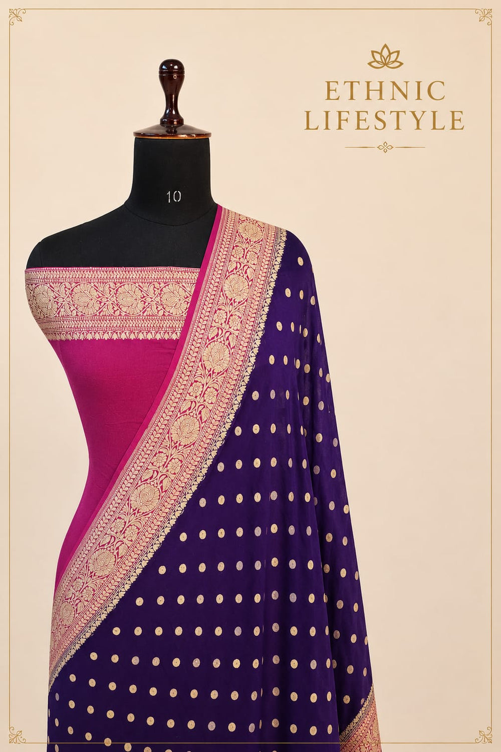 Bindiya Contrast - Pure Georgette Water Zari Banarasi Saree