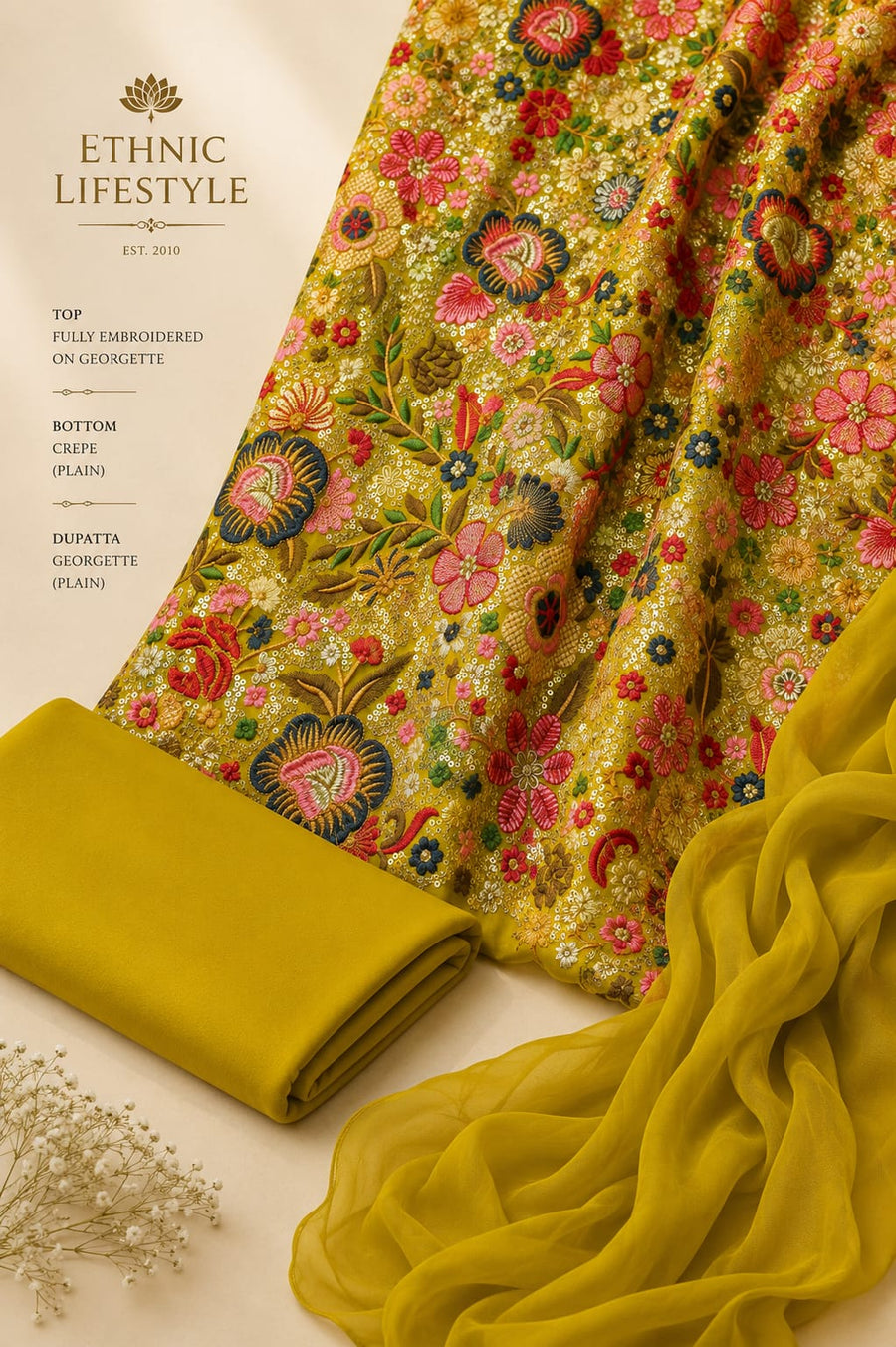 Premium Floral Embroidered Suit Set