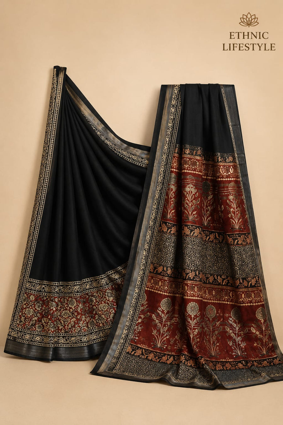 Linen Hand Block Saree
