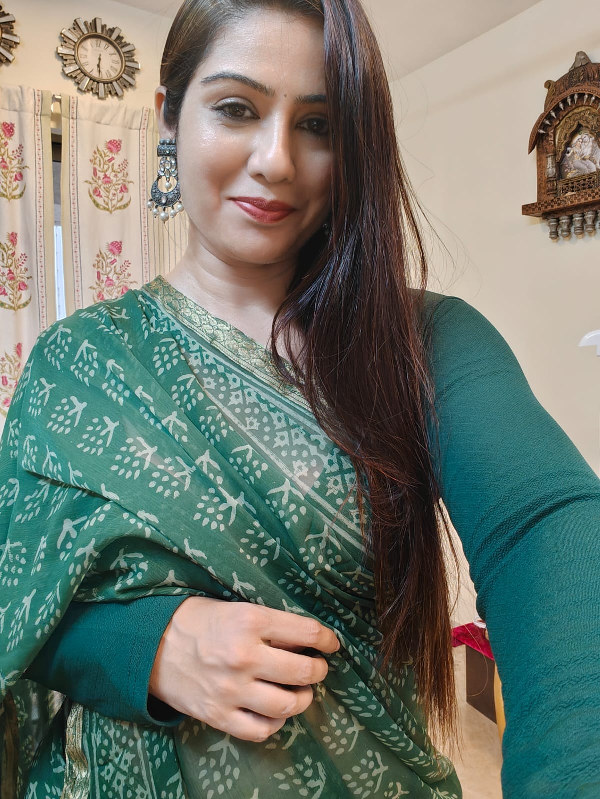 Chiffon Grace – Hand Block Print with Chanderi Border