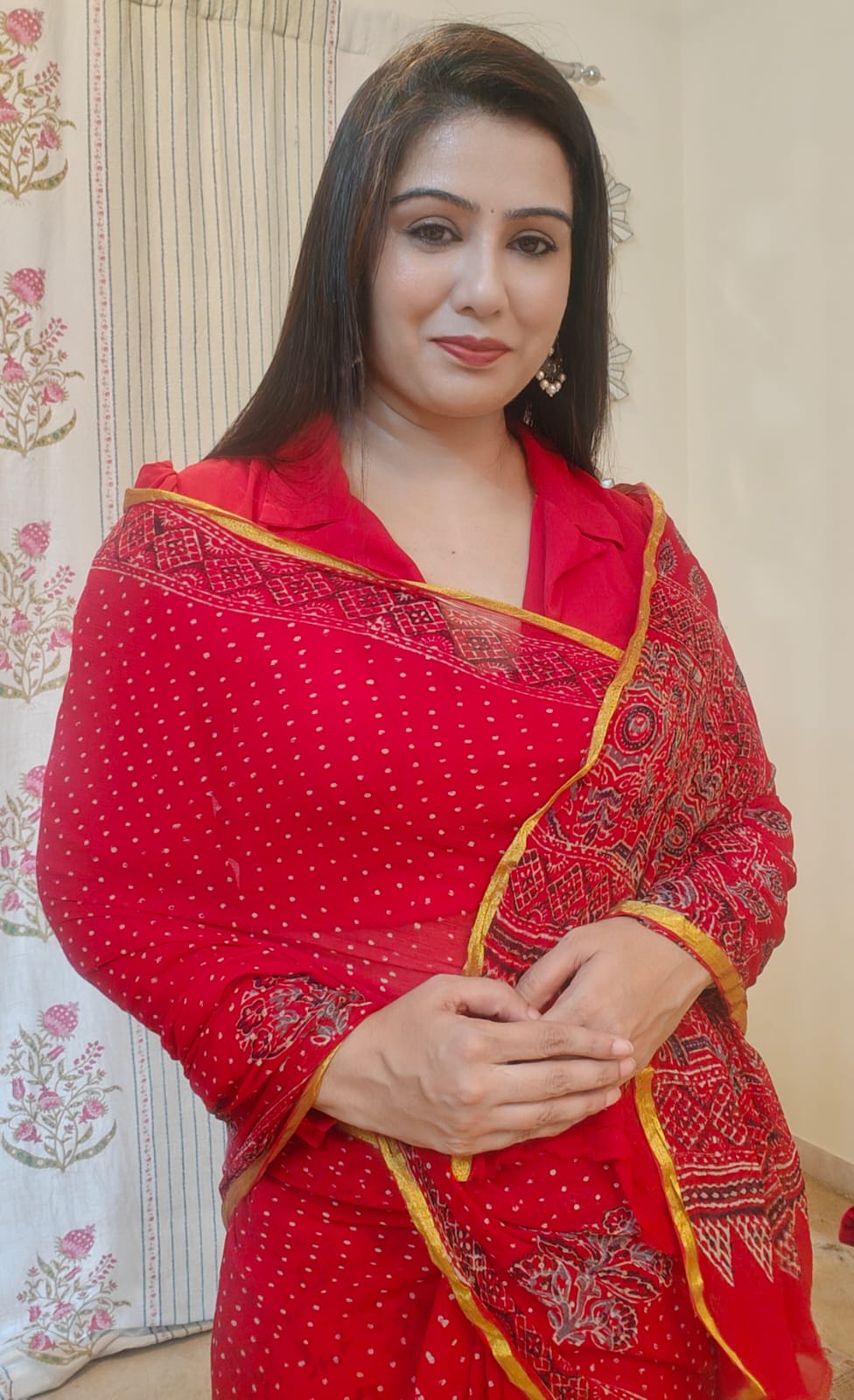 Chiffon Grace – Ajrakh Print with Chanderi Border II