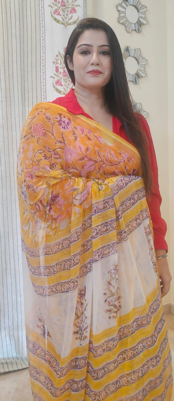Chiffon Grace – Hand Block Print I