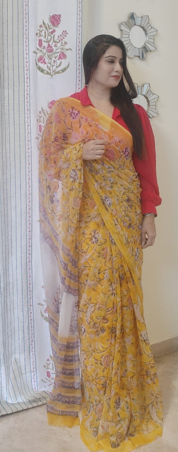 Chiffon Grace – Hand Block Print I
