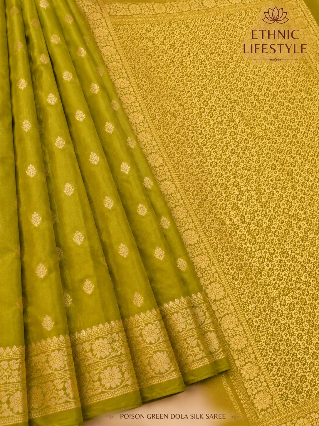 Pure Dola Silk Saree - Gold Zari Buttas