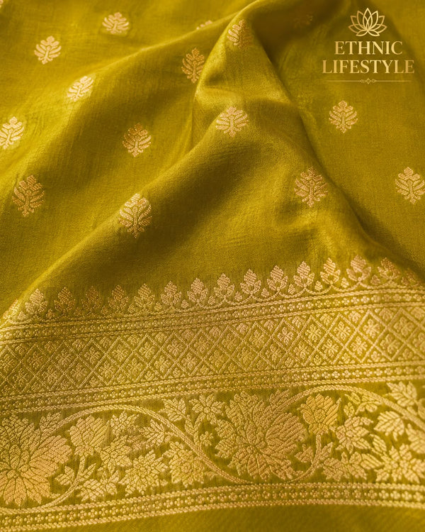 Pure Dola Silk Saree - Gold Zari Buttas